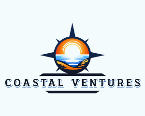 Beach Sunset Compass logo design