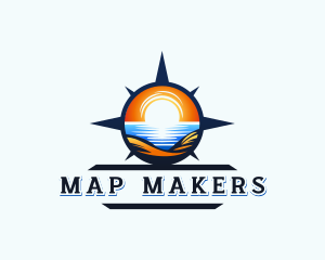 Beach Sunset Compass logo design