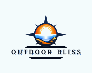 Beach Sunset Compass logo design