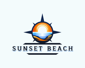 Beach Sunset Compass logo design