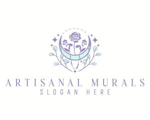 Bohemian Floral Moon logo design