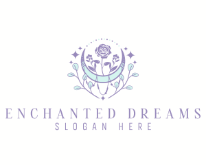 Bohemian Floral Moon logo design