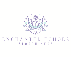 Bohemian Floral Moon logo design