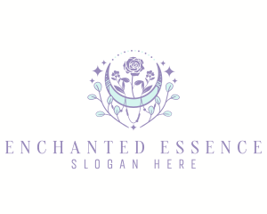 Bohemian Floral Moon logo design