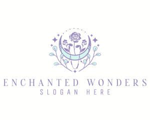 Bohemian Floral Moon logo design