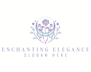 Bohemian Floral Moon logo design