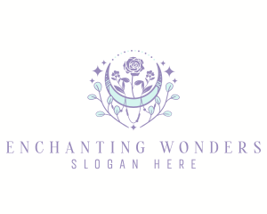 Bohemian Floral Moon logo design