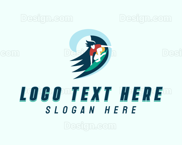 Ocean Wave Surfer Logo