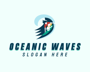 Ocean Wave Surfer logo design