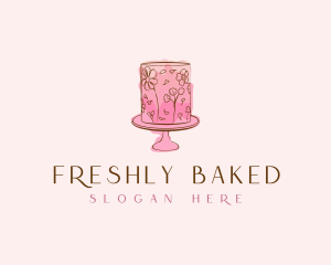 Floral Cake Bake logo design