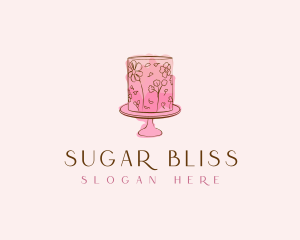 Floral Cake Bake logo design