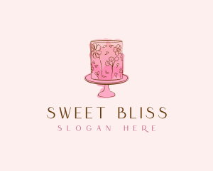 Floral Cake Bake logo design