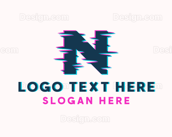 Glitch Technology Letter N Logo