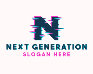 Glitch Letter N logo design