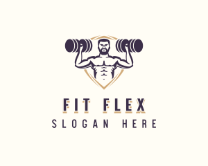 Dumbbell Muscle Gym logo design