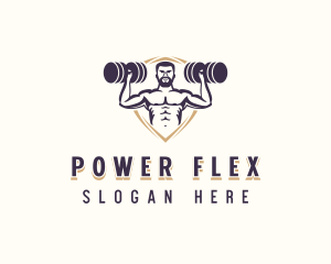 Dumbbell Muscle Gym logo design