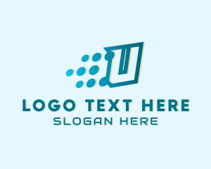 Digital Pixel Letter U logo