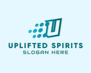 Digital Pixel Letter U logo design