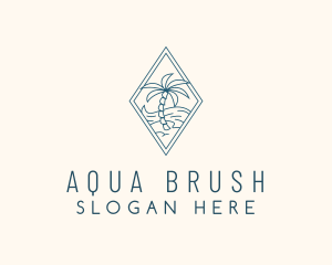 Tropical Beach Tree logo design