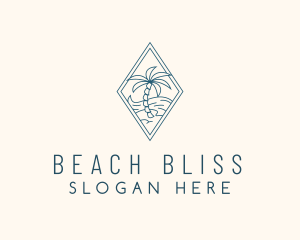 Tropical Beach Tree logo design