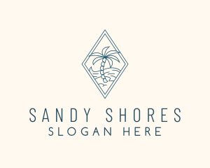 Tropical Beach Tree logo design