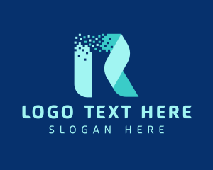 Blue Pixel Letter R  Logo
