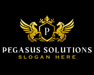 Premium Pegasus Shield logo design