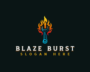 Blazing Fire Wrench logo design