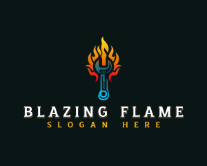 Blazing Fire Wrench logo design