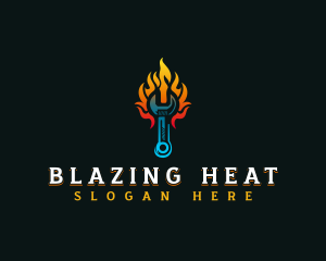 Blazing Fire Wrench logo design