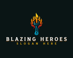 Blazing Fire Wrench logo design