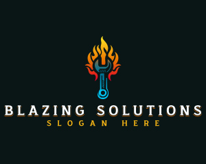 Blazing Fire Wrench logo design