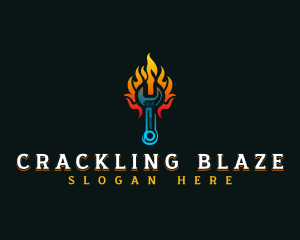 Blazing Fire Wrench logo design