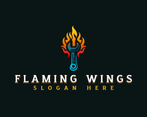 Blazing Fire Wrench logo design