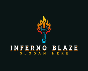 Blazing Fire Wrench logo design