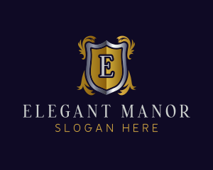 Ornate Monarch Shield Crest logo design