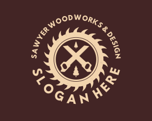 Saw Woodwork Logging logo design