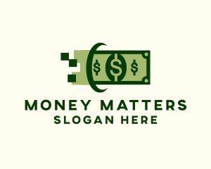 Dollar Cash Pixel logo design