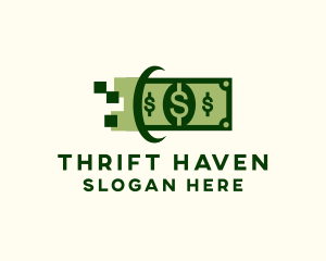 Dollar Cash Pixel logo design