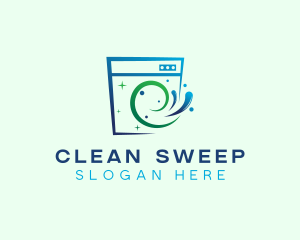 Clean Laundry Washing logo design