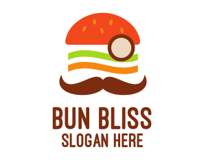 Moustache Burger Sandwich logo design