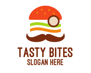 Moustache Burger Sandwich logo design