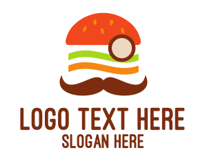 Bun - Moustache Burger Sandwich logo design