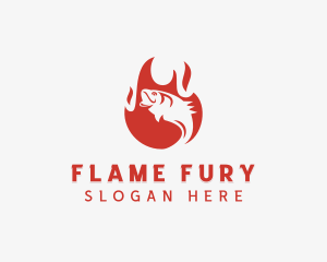 Fire Grilling Fish logo design