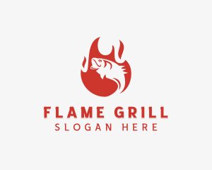 Fire Grilling Fish logo