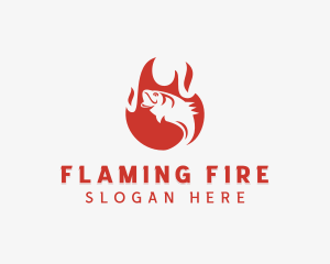 Fire Grilling Fish logo design