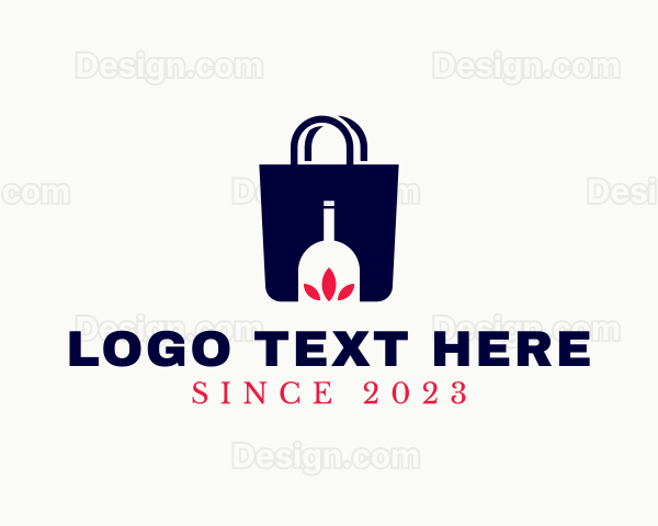 Wine Bottle Shopping Logo