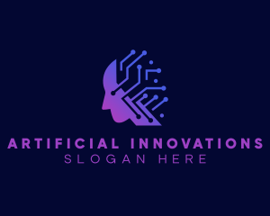 Artificial Intelligence Tech Circuit logo design