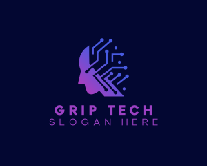 Artificial Intelligence Tech Circuit logo design