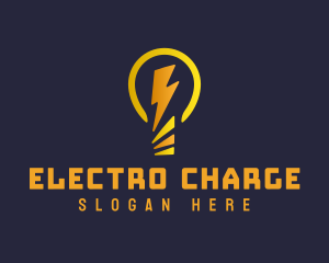 Light Bulb Lightning Bolt logo design